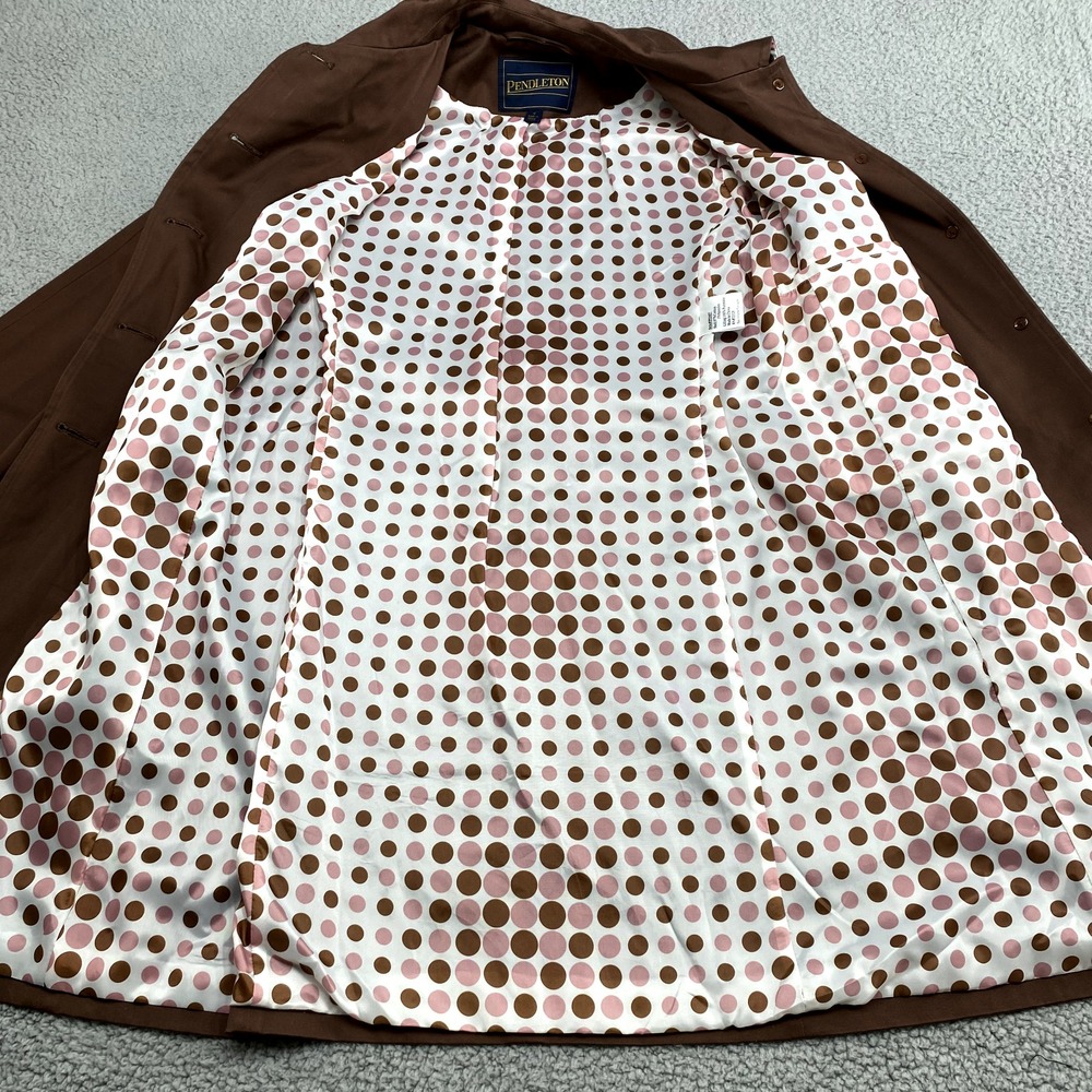 Pendleton Coat Womens 4 Long Red Parka Jacket Button Up Polka Dot Lining‎ Rain - Picture 4 of 12